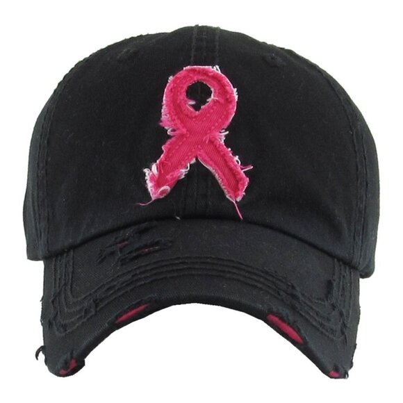 Vintage Distressed Breast Cancer Awareness Baseball Cap - Picture 1 of 3